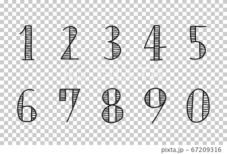 手描きの数字のセット イラスト おしゃれ かわいいのイラスト素材